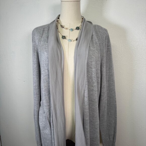 Eileen Fisher Womens Gray Open Front Cardigan Large Sustainable Minimalist Chic - Picture 2 of 13